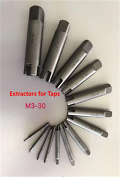 TAP EXTRACTOR SET 10PC M4 - M22 FOR BROKEN TAPS, ROUND BODY WITH SQUARE HEAD